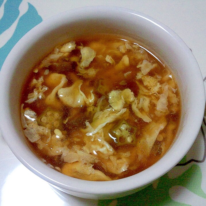 オクラと卵の酸っぱい中華スープ＋＋